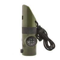 7 In1 Multifunctional Survival Whistle Compass Thermometer LED Flashlight Fire Magnifier Camping Military Survival Kit