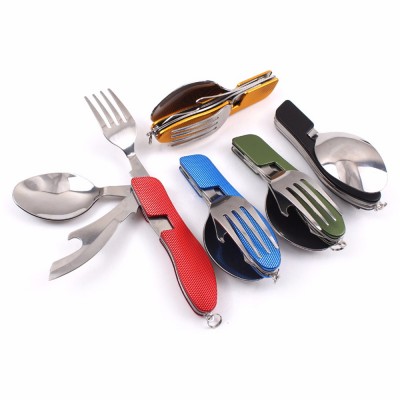 Stainless Steel Multi Foldable Camping Tool With fork Spoon