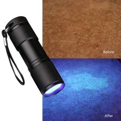 9 LED Promotion Items Logo Custom UV Purple Light Flashlight Lamp flash light use 3*AAA