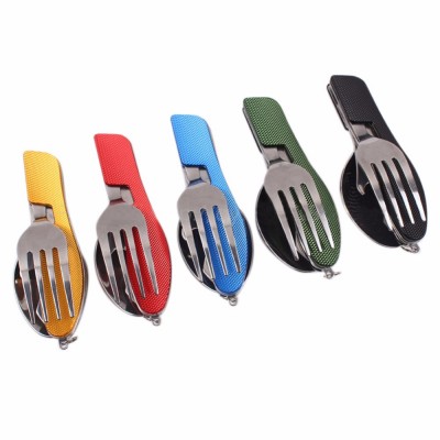 3 in 1 Multifunction Picnic Set Foldable Knife Spoon Fork Bottle Opener Stainless Steel Camping Tableware Outdoor