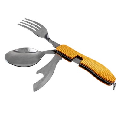 Outdoor Foldable Utensil Set Stainless Steel Multi-function Hiking Camping Pocket Fork Spoon Knife Set