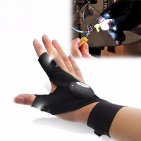 1 Pair LED Light Fishing Magic Fingerless Glove LED Light Flashlight Torch Cover Black Camping Riding Glovelite Luminous Gloves