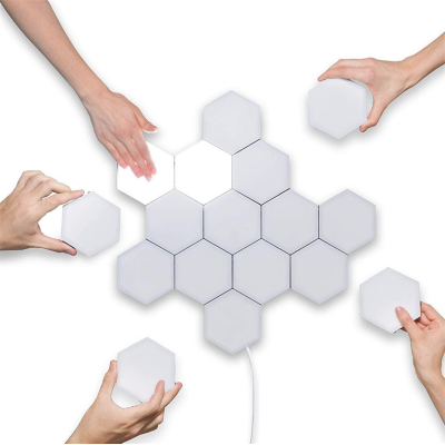 2019 hot sale 6PCS/SET DIY Honeycomb LED Magnetic Quantum Light Touch Night Lamp Modular Hexagonal Wall lamp